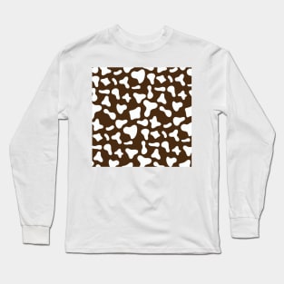 Choco Brown White Cow Print Long Sleeve T-Shirt